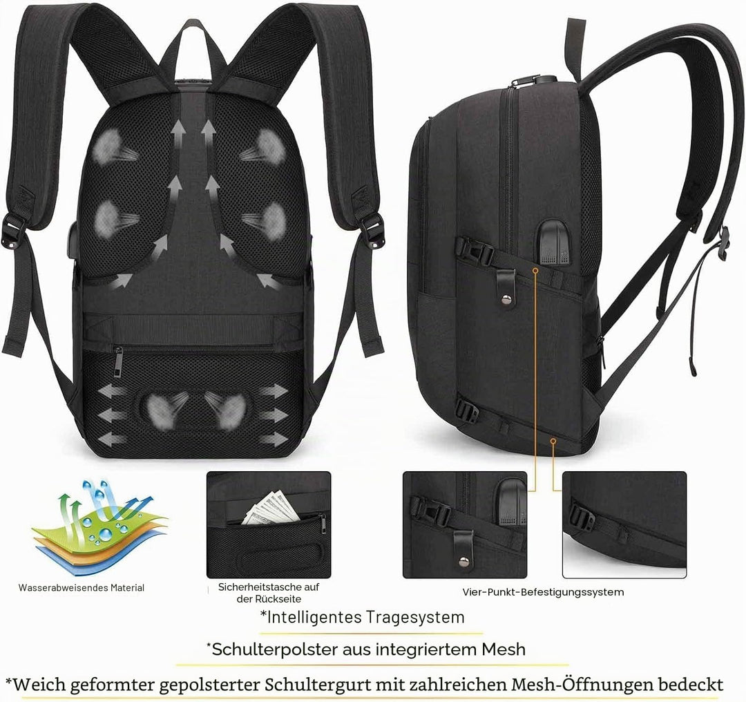 Tzowla Anti Diebstahl Laptop Rucksack für Herren,Rucksack Wasserdicht mit USB-Ladeanschluss und Schl