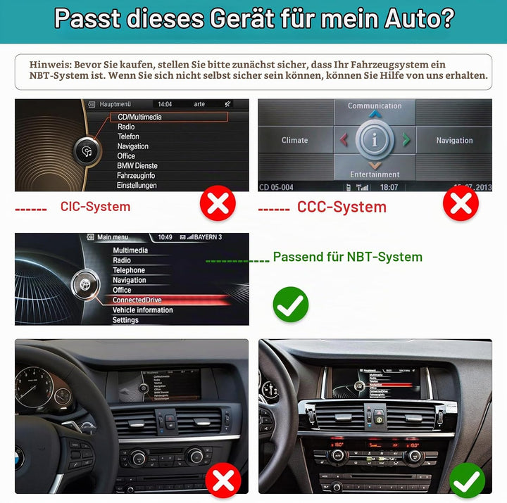 10,25 Zoll Autoradio-Touchscreen für 2013-2016 BMW X3/X4 Serie F25 F26 mit NBT-System, unterstützt A