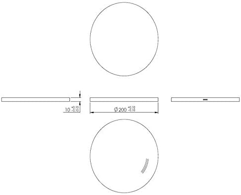 Ronde ø 200mm, Stärke 10mm, einseitig geschliffen, mit Rundschliff
