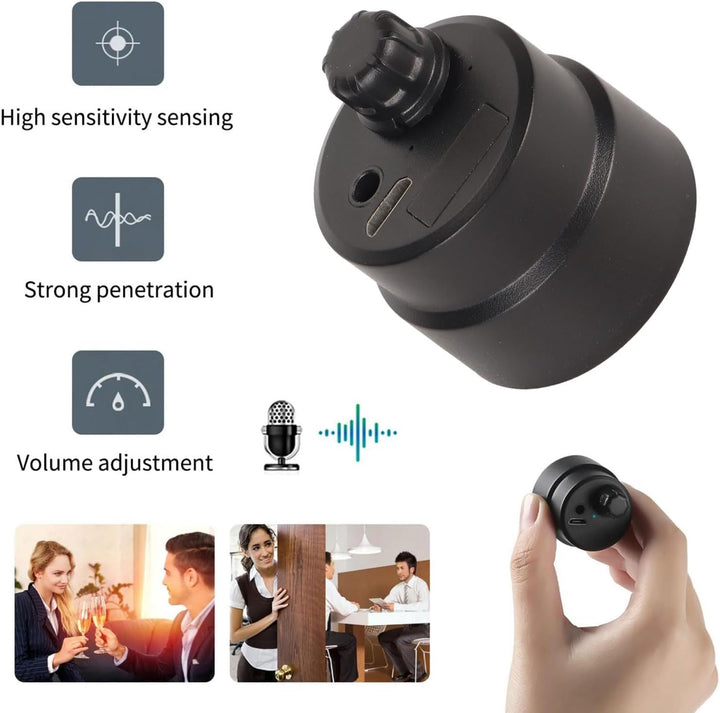 Mikrofon Sound Verstärker, Hochfester Sprach Hör Detektor durch die Wand mit 3,5 mm Kopfhörer, Tragb