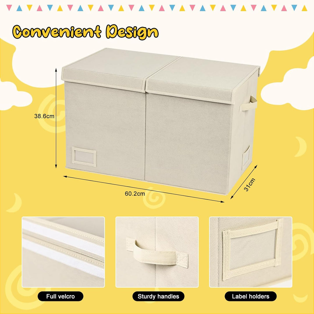 Aufbewahrungsbox mit Deckel | 72L, 60 x 31 x 38 cm | Extra Gross Aufbewahrungsbox Kinder - Faltbar S