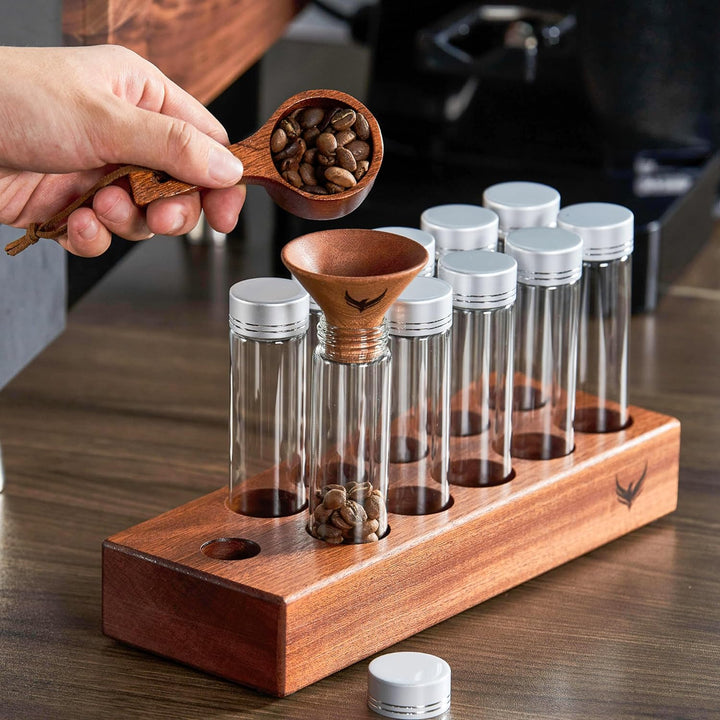 KNODOS Aufbewahrungsröhrchen für Kaffeebohnen, 10 Stück, versiegeltes Glas, Reagenzgläser mit Deckel