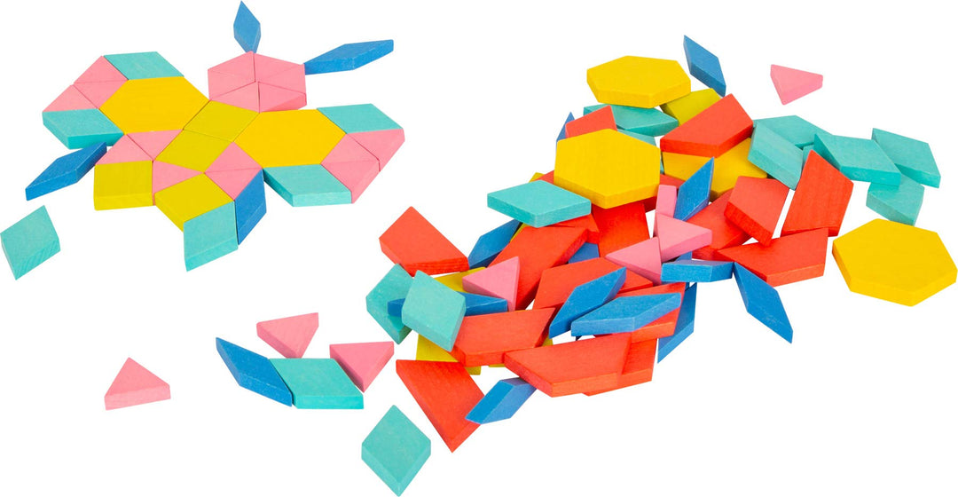 small foot Tangram Mosaik-Set XL, bunter Legespass mit 250 Holzsteinen, mit Aufbewahrungsbox, ab 3 J