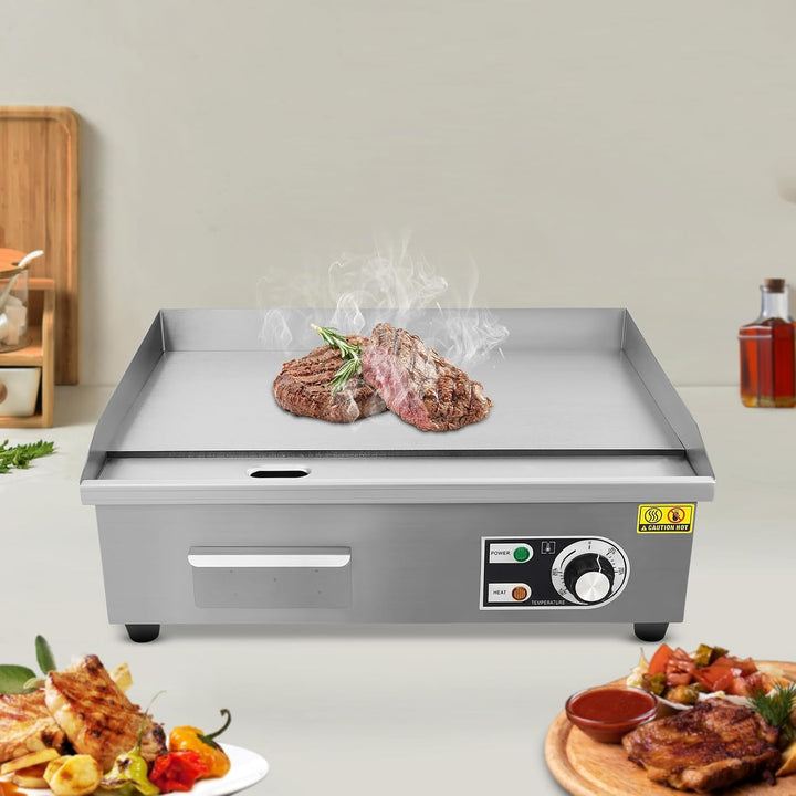3000W Kommerzieller Elektrogrill, halbflacher Arbeitsplattengrill, Edelstahl-Restaurantgrill 22 "Ele