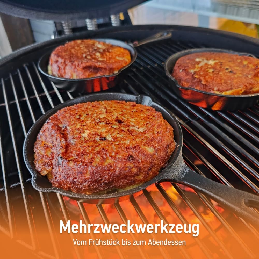 TEXAS CLUB Bratpfanne aus Gusseisen, 15,5 cm – Ideal zum Zubereiten von Pfannkuchen, Omeletts oder k