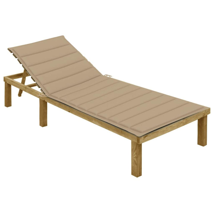 vidaXL Kiefernholz Imprägniert Sonnenliege mit Beiger Auflage Gartenliege Relaxliege Holzliege Liege