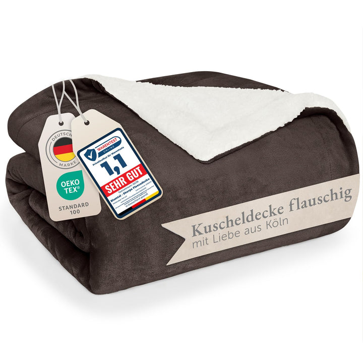 Blumtal Flauschige Sherpa Kuscheldecke – hochwertige Wohndecke, super weiche Fleecedecke als Sofaübe