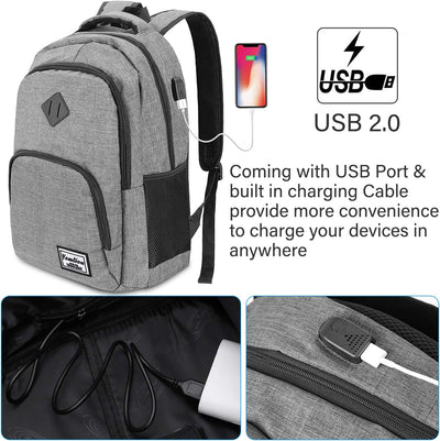 YAMTION Rucksack Laptop Rucksack Studenten Herren Rucksack Daypack mit USB-Ladeanschluss für Schule