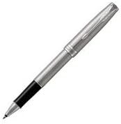 Parker Sonnet Tintenroller | Edelstahl mit Palladiumzierteilen | feine Spitze | Schwarze Tinte | Ges
