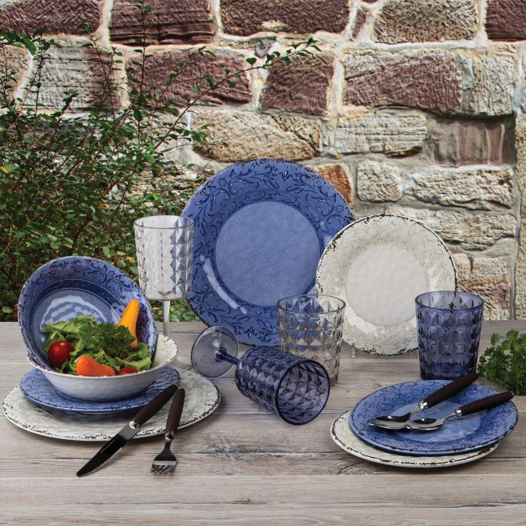 Gimex Geschirrset Stone Line 12-teilig Azure + Sand