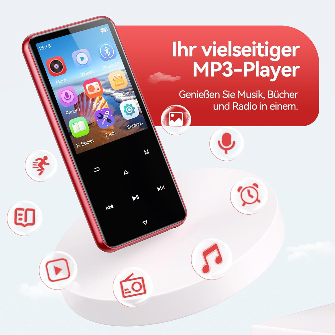 AGPTEK 2,4" MP3 Player &amp; Tasche, 64GB MP3 Player Bluetooth 5.3 HiFi Musik Kinder MP3 Player mit Laut