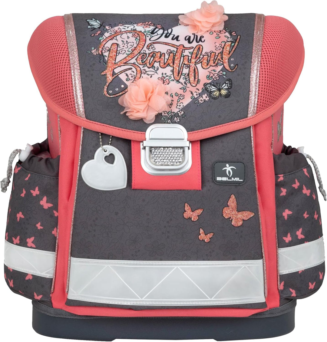 Belmil Classy Schulranzen Set 4 - teilig (403-13/AG/S) M Bloomy Blossom, M Bloomy Blossom