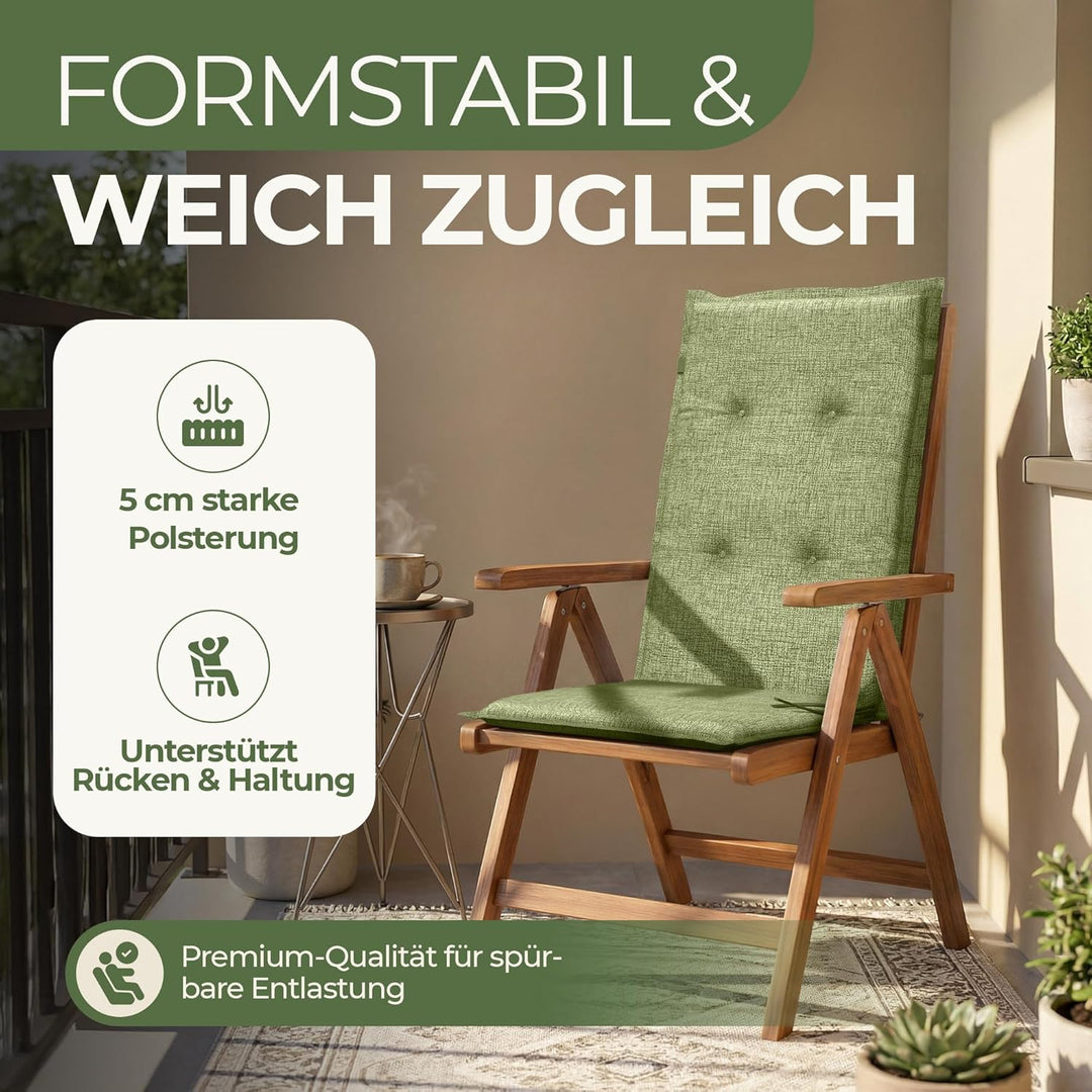 Florence Hochlehner Auflage – Gartenstuhlauflage Hochlehner mit Schaumstoff Polster, Outdoor Kissen