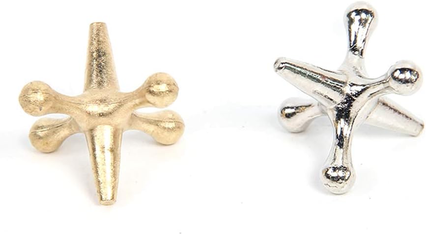 2 Sets Vintage-Metall-Jack-Ballspiele, Traditionelles Retro-Metall-Ballspielset, Klassisches Jack-Sp