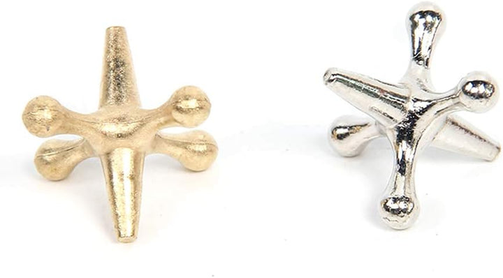 2 Sets Vintage-Metall-Jack-Ballspiele, Traditionelles Retro-Metall-Ballspielset, Klassisches Jack-Sp