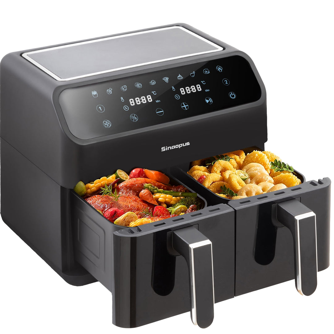Heissluftfritteuse 9L XXL Profi • 2000W Dual-Zonen Technologie • 10-in-1 Automatikprogramme • 2x Ink