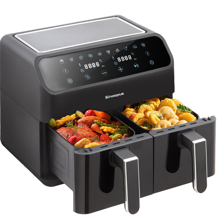 Heissluftfritteuse 9L XXL Profi • 2000W Dual-Zonen Technologie • 10-in-1 Automatikprogramme • 2x Ink