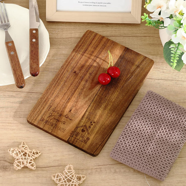 Xuniea Einweihungsgeschenk 23 x 15 cm Holz Frühstücksbrett Baumwolle Küchentuch Neues Zuhause Gesche