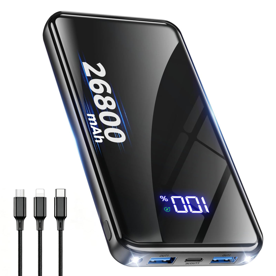 Power Bank,Klein 26800mAh Powerbank Schnellladefunktion 22,5W USB-C Tragbarer Externer HandyAkkus mi