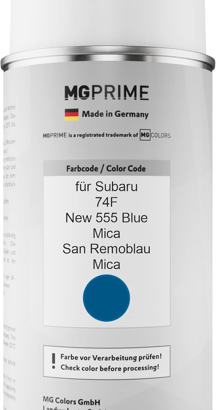 MG PRIME Autolack Sprühdosen Set für Subaru 74F New 555 Blue Mica/San Remoblau Mica Basislack Klarla