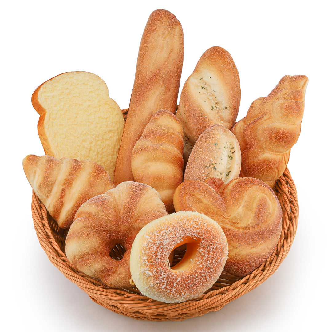 10 Stück Künstliches Brot Dekoration Simuliertes Baguette Toastscheiben Donut Laibchen Realistische