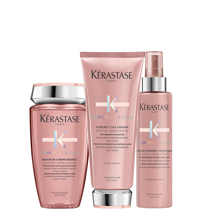 Kérastase, Chroma Absolu, Pflegeroutine mit Shampoo, Conditioner und Hitzeschutz, Für strapaziertes