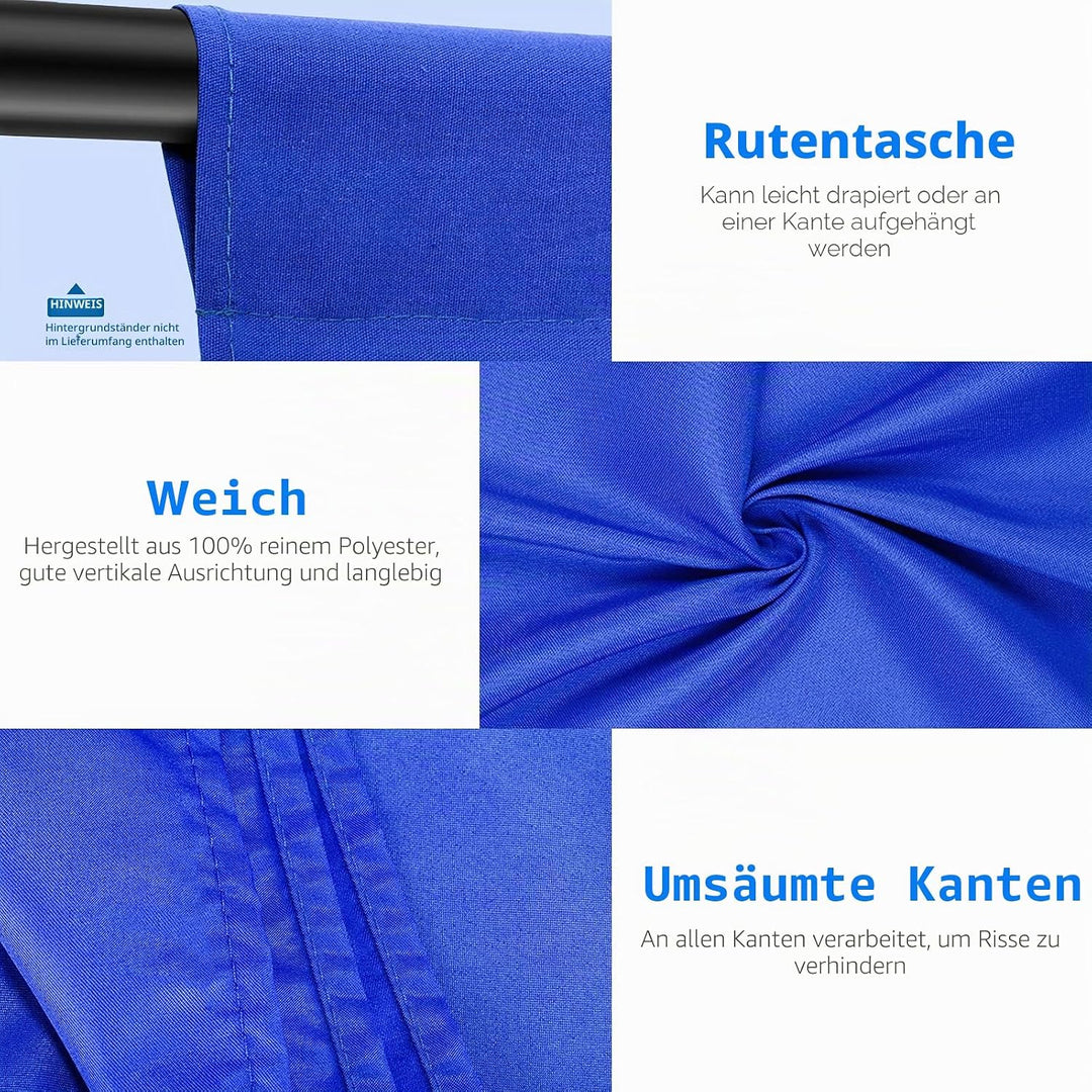 Neewer Fotostudio 100% reines Muslin Faltbare Hintergrund, 1,8 x 2,8 m 6x9' blau, 6x9' blau