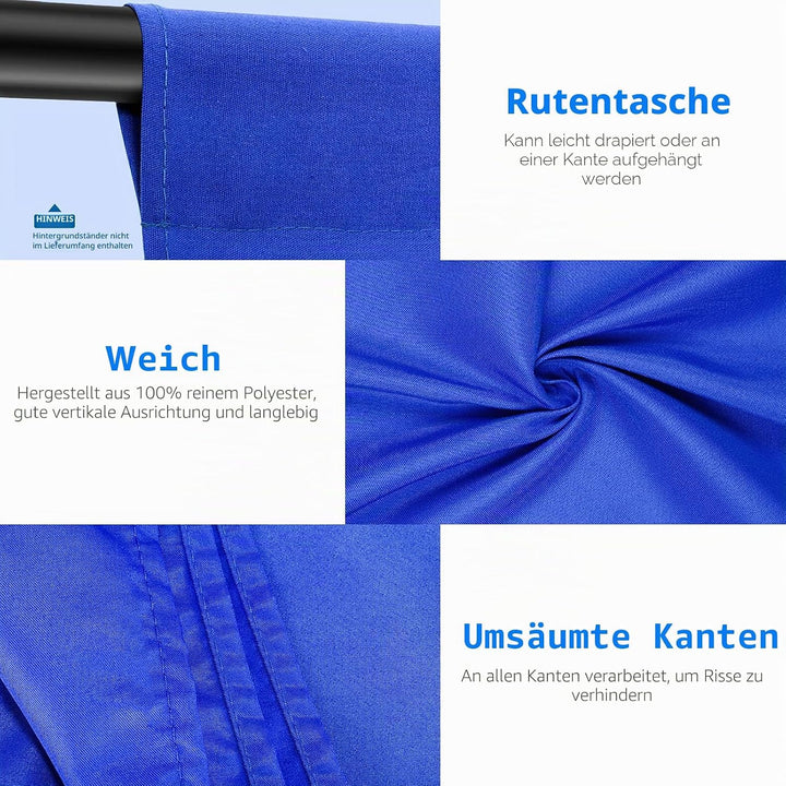 Neewer Fotostudio 100% reines Muslin Faltbare Hintergrund, 1,8 x 2,8 m 6x9' blau, 6x9' blau