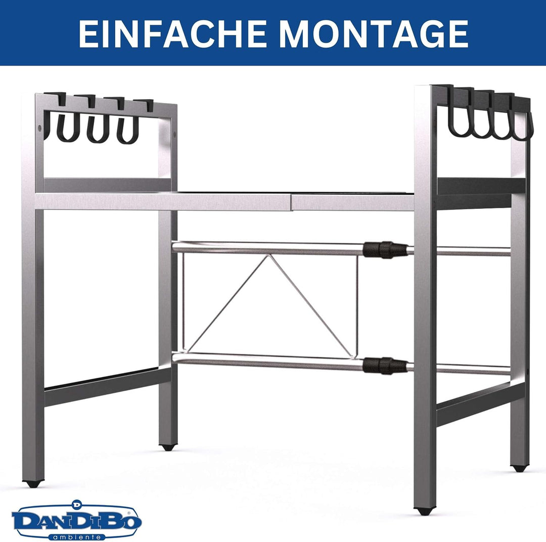DanDiBo Verstellbares Mikrowellenregal Edelstahl 2 Stufig 40-64 cm Mikrowellen Regal 96685 Stehend M
