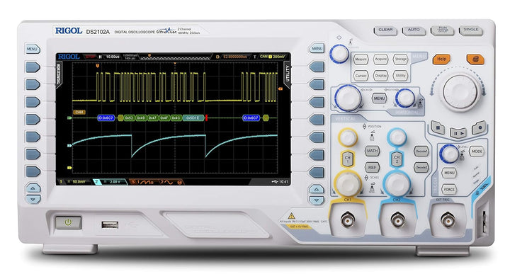 RIGOL DS2102A Digitaloszilloskop, 2 Kanäle, 100MHz, 2Gsa/s, 56Mpts, 52000wfms/s, freie Trigger und D