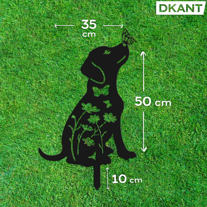 Gartenstecker (35x50 cm) - Metall Hund - Rostfiguren für den Garten - Rostige Tiere - Dekorative Tie