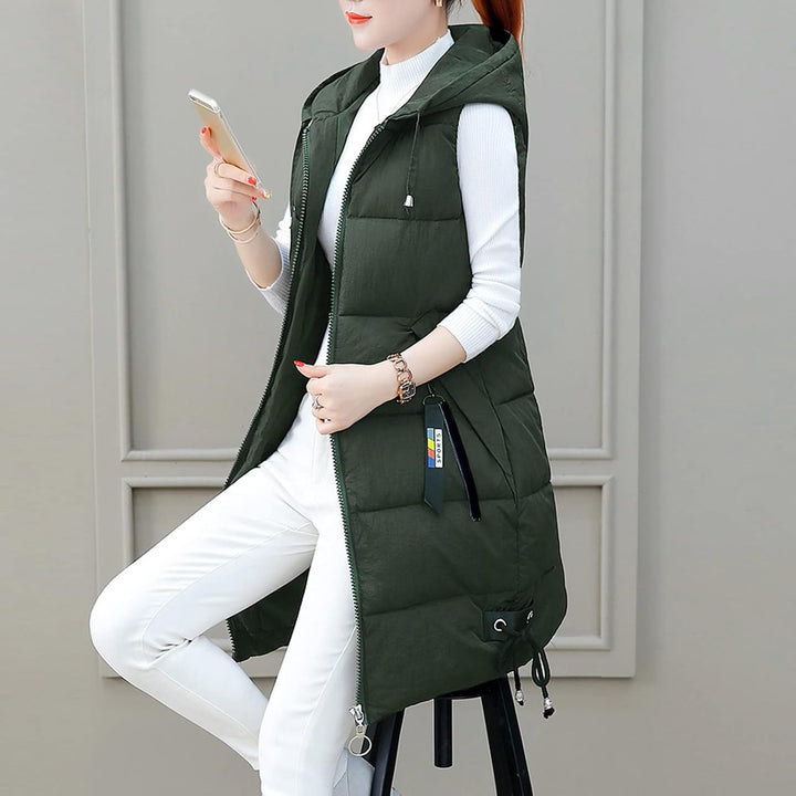 Chanpning Weste Damen Lang Winter Plus Size Long-Steppweste Lässige Pufferjacke Oversize Steppweste