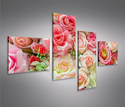 islandburner Bild Bilder auf Leinwand Rosen Pastell Deko Blumen 4L XXL Poster Leinwandbild Wandbild