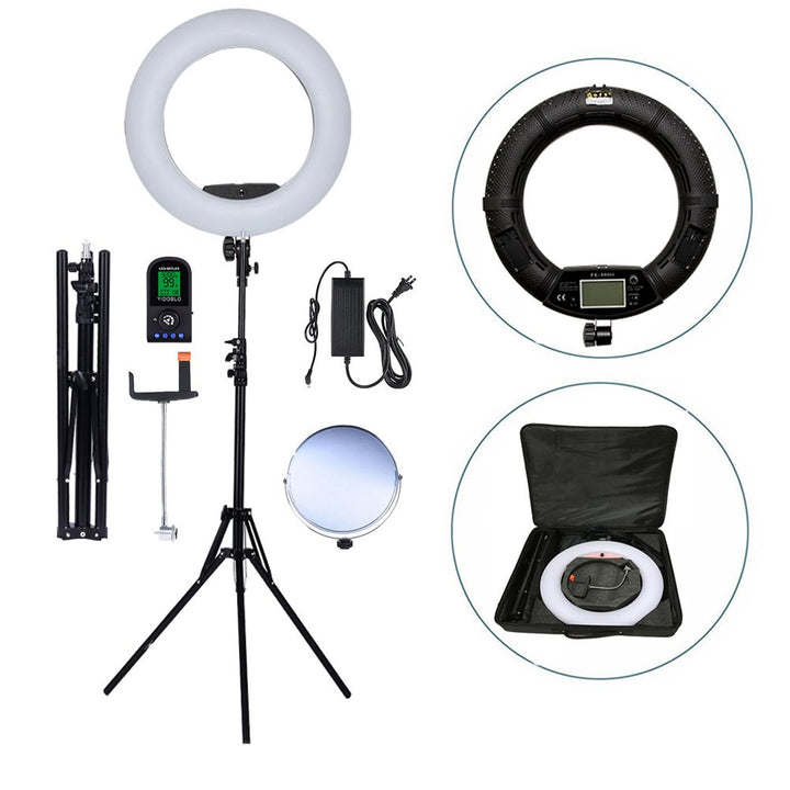 Yidoblo 18 Zoll Digitalanzeige Fernbedienung Dimmbar 3200K-5500K LED Ringlicht Kit für Kamera Smartp