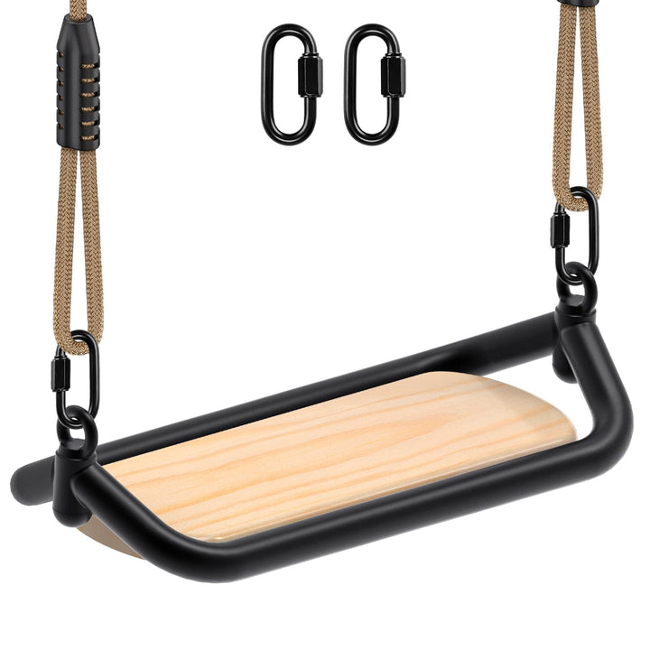 SELEWARE Schaukel Outdoor Kinder Schaukelsitz - Indoor Kinderschaukel Holz Gartenschaukel mit Verste