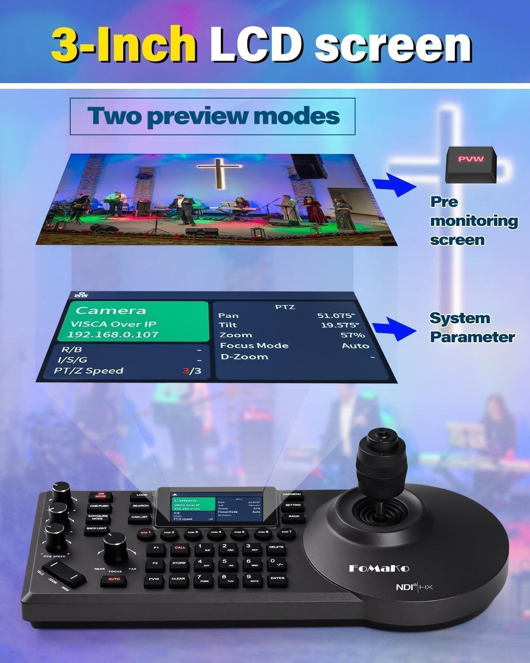 FoMaKo KC608 Pro IP LAN Streaming Kamera PTZ Controller PoE RS232 RS485, 3D PTZ Kamera Keyboard Cont