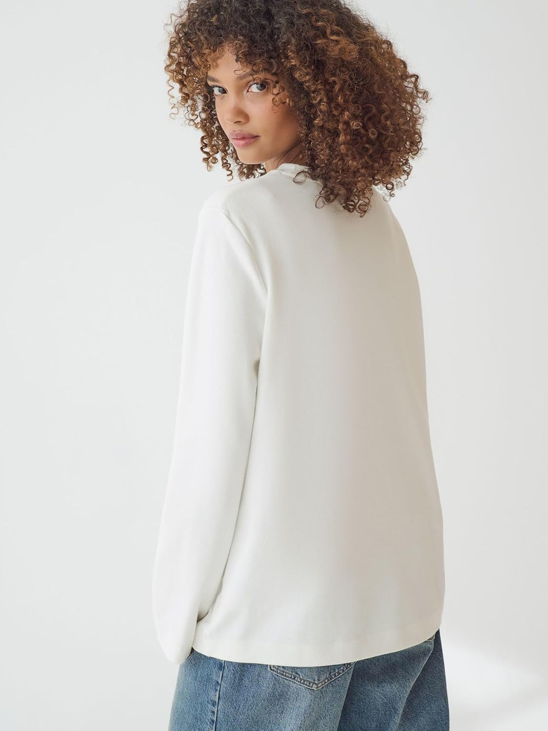 NEXT Damen Schweres Langarmshirt mit Rundhals, 2er-Pack 52 Black/White, 52 Black/White
