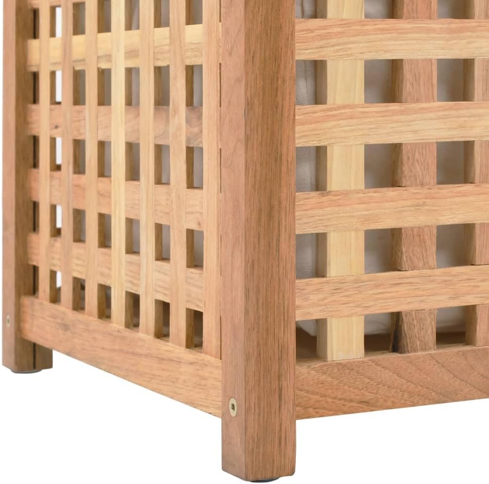 vidaXL Walnussholz Massiv Wäschekorb 2 Staufächer Wäschesammler Wäschebox Wäschetonne Wäschetruhe Wä
