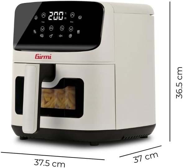 Girmi FG27 "Ecofrit Lite" Heissluftfritteuse, 4,2 Liter, 1400 W, Digitalanzeige, 8 Programme, Timer,