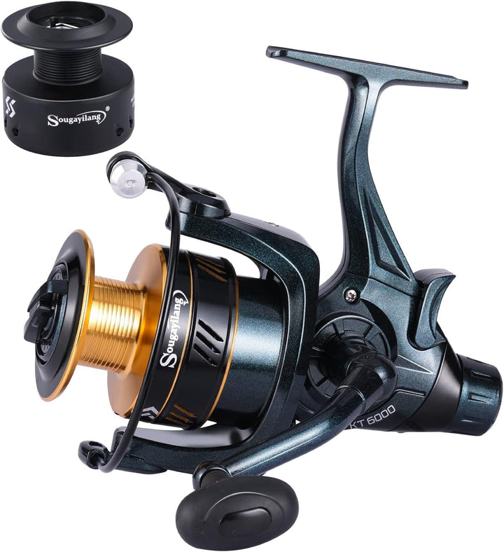 Sougayilang Angelrollen Karpfenangelrolle 13+1BB Kugellager Spinnrollen, Bait Runner Rollen, Glatte,