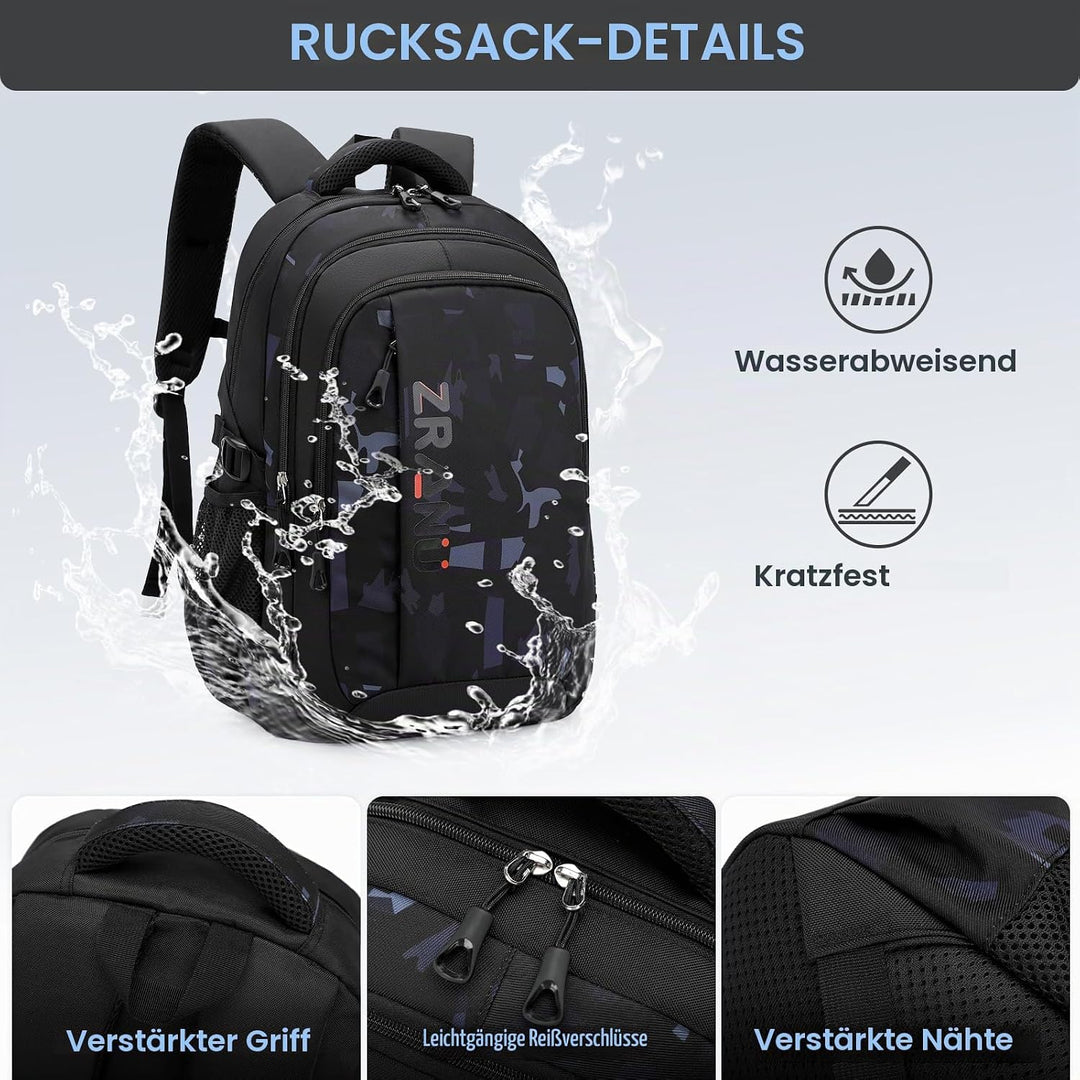 Amythe Rucksack Teenager Schulrucksack - Lässiger Daypack Herren, Schultasche für Jungen der 4.- 9.