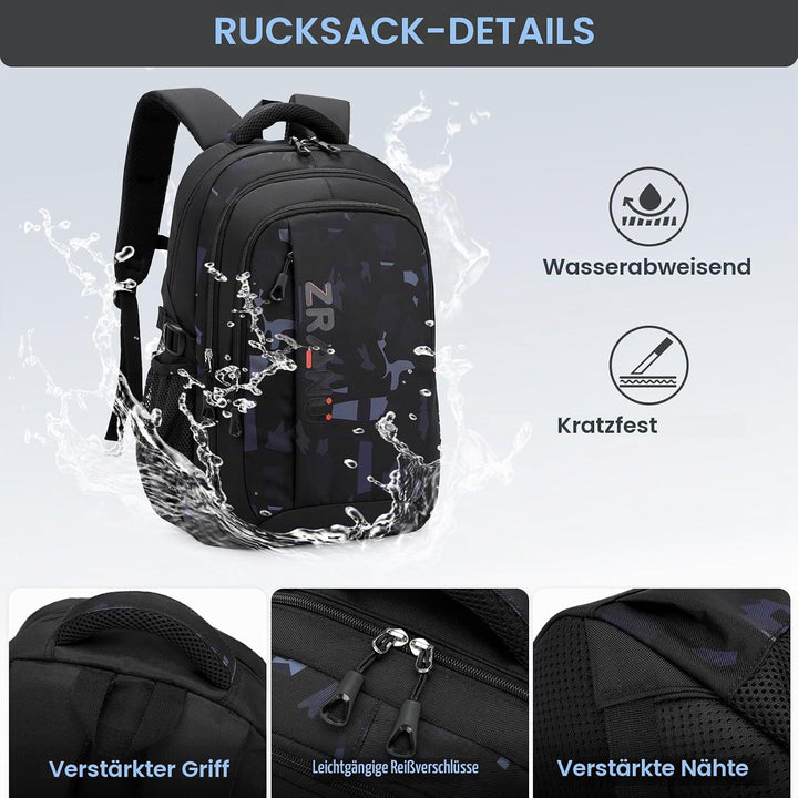 Amythe Rucksack Teenager Schulrucksack - Lässiger Daypack Herren, Schultasche für Jungen der 4.- 9.