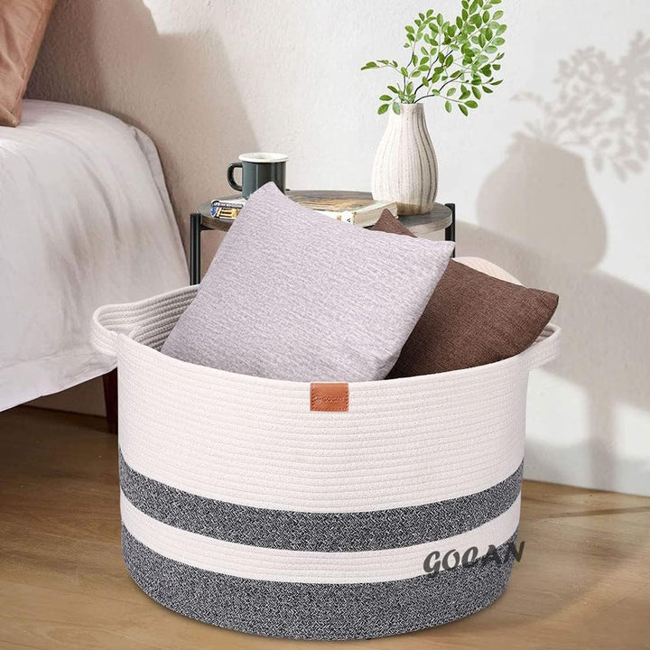 GOCAN XXXL korb aufbewahrung gross wäschekorb D55XH35cm wäschesammler aufbewahrungskorb für Decken K