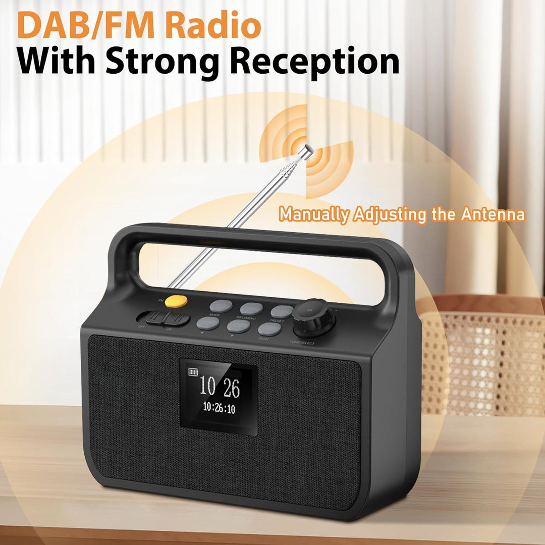 20000mAh Bluetooth Radio mit Handyladefunktion, DAB/FM Radio mit TF Karte, AUX IN, TFT Bildschirm, A