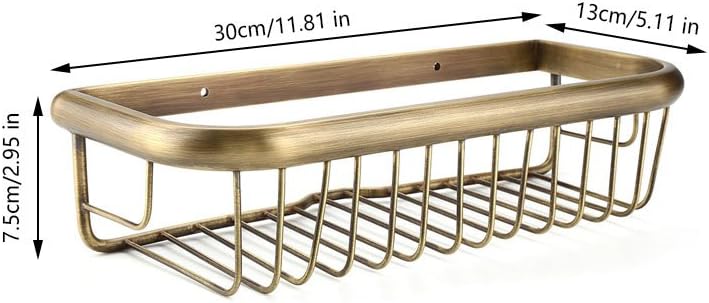 Duschkorb aus massivem Kupfer, 30 cm, rechteckig, zur Wandmontage, für Badezimmer oder Duschen, Mehr