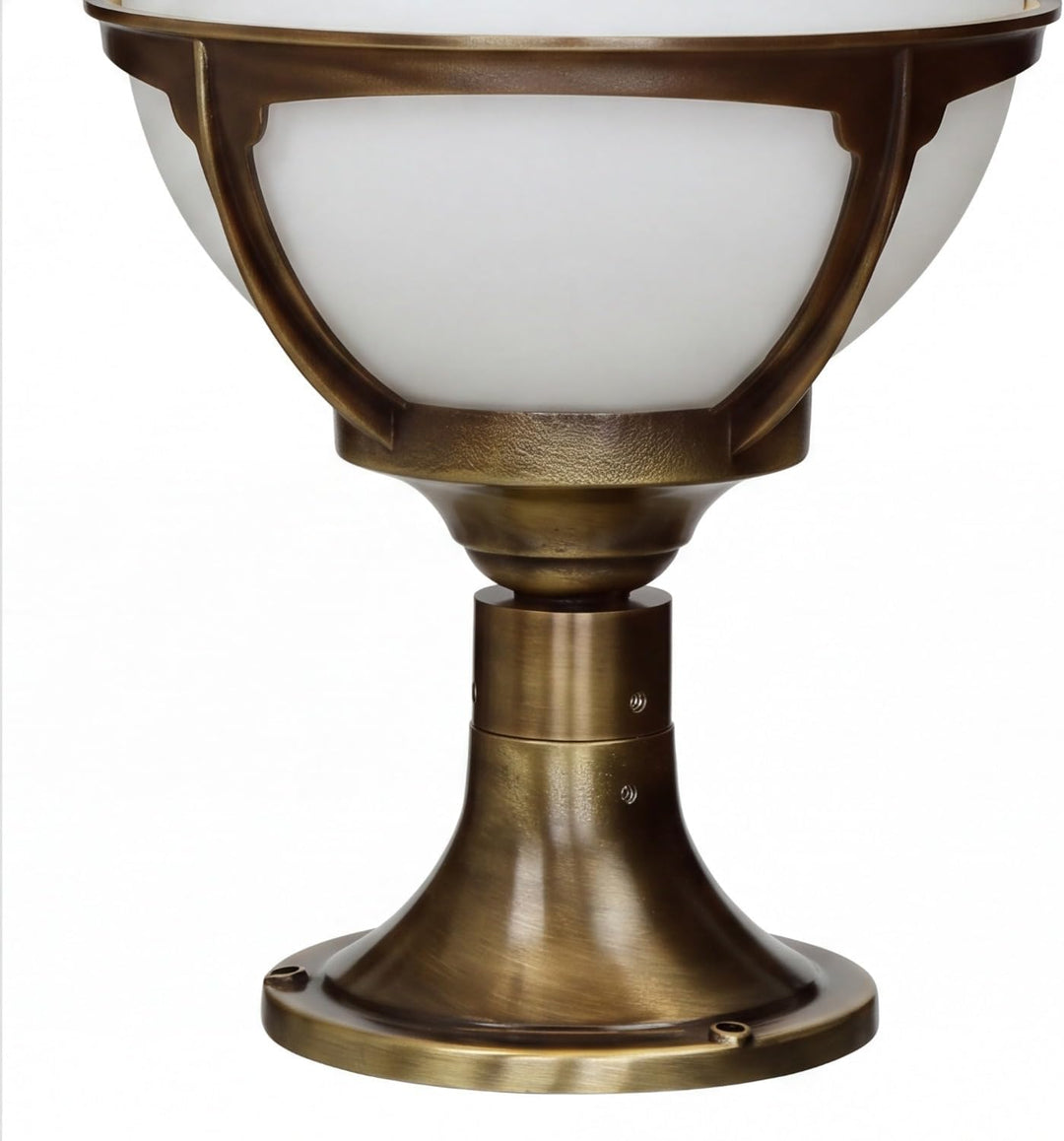 Licht-Erlebnisse Sockellampe Messing echt 100% rostfrei robust Kugel Schirm rund Ø23cm H:38cm Premiu