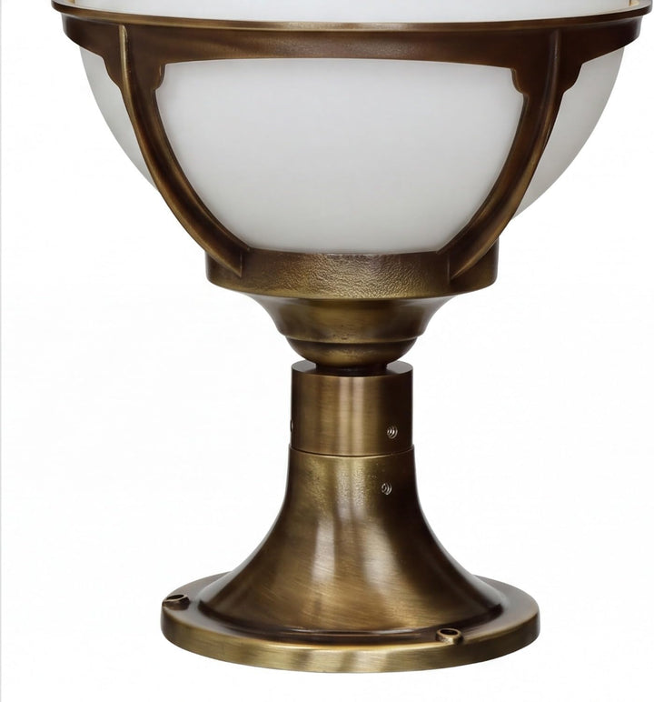 Licht-Erlebnisse Sockellampe Messing echt 100% rostfrei robust Kugel Schirm rund Ø23cm H:38cm Premiu