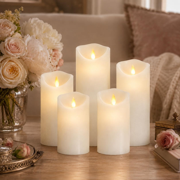 Da by LED Kerzen Kerze Höhe 10 cm × 2, 13,5 cm × 2, 16,5 cm × 1, Durchmesser 8 cm, 5PCS neueste Batt