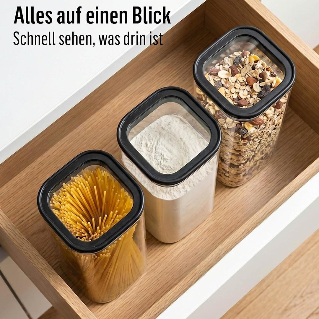 Deco haus Vorratsgläser mit Glasdeckel für Spaghetti 2x 2300ml + Etiketten | Vorratsdosen Glas mit D