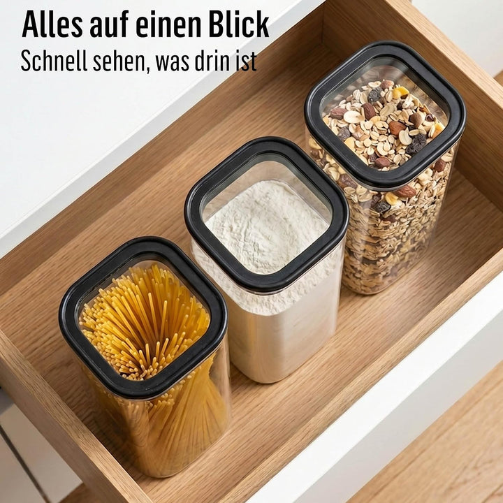 Deco haus Vorratsgläser mit Glasdeckel für Spaghetti 2x 2300ml + Etiketten | Vorratsdosen Glas mit D
